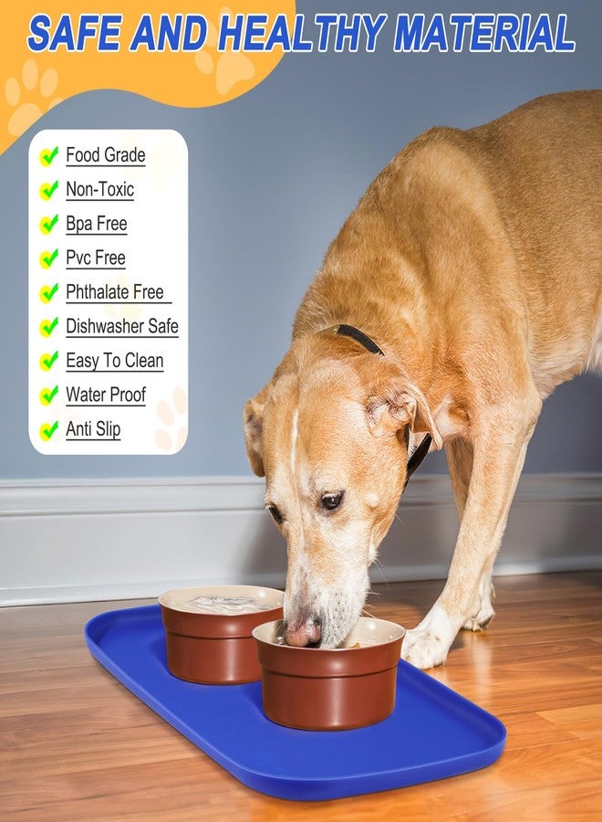SMILOOL Silicone Pet Feeding Mat with Raised Edge, Dog Cat Bowl Mats for Food and Water, Pet Placemat for Floors Waterproof, 19” x 12” x 0.7” Navy Blue - Image 3