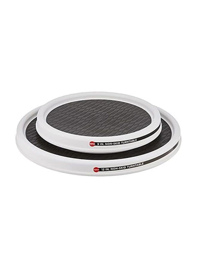 5220593 Non-Skid Pantry Cabinet Lazy Susan Turntable, 9-Inch and 12-Inch, White/Gray, 2-Pack