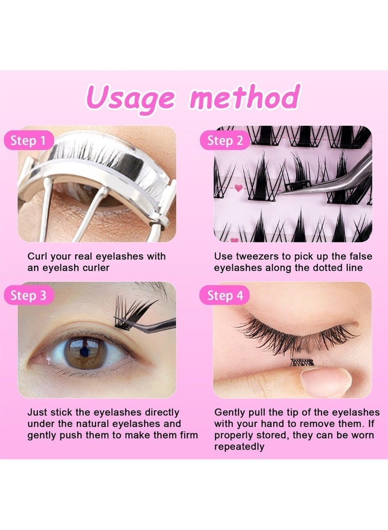 120 clusters of segmented eyelashes, with their own glue, the two styles are mixed and matched to create beautiful eyes, so that the eyes are naturally enlarged, easy to wear and quick to remove. Easy to create a charming shape, waterproof, sweatproof and oilproof, not afraid of high temperatures, so that you are full of energy and spirits!"LMJ03-06" is the product number, regardless of quantity. - Image 4