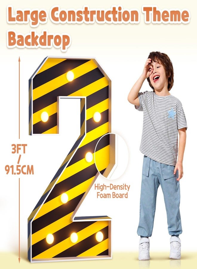 imprsv Marquee Numbers Construction 2nd-Birthday Decorations: 3ft Large Light Up Number 2 Truck Vehicles Two Year Old Party Decor Favors Second Birthday Decoration - Image 4