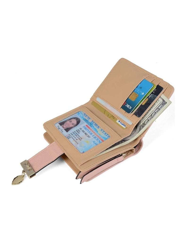 INOVERA (LABEL) Women's Rose Gold Vegan Leather Leaf Bi-fold Card Coin Holder Small Wallet  - Image 4