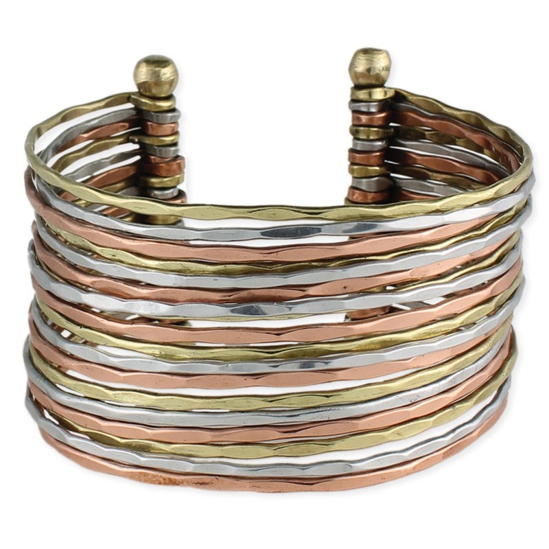 ZAD Hammered Bunch Mixed Metal Cuff Bracelet - One Size Fits Most - Image 1