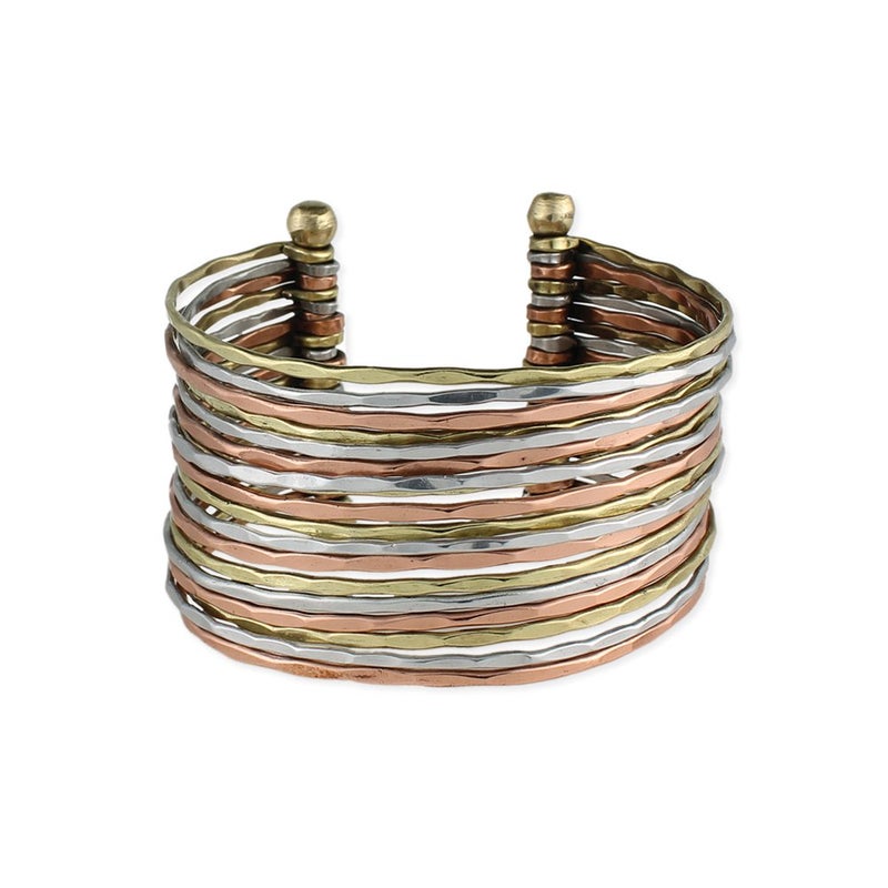 ZAD Hammered Bunch Mixed Metal Cuff Bracelet - One Size Fits Most - Image 3