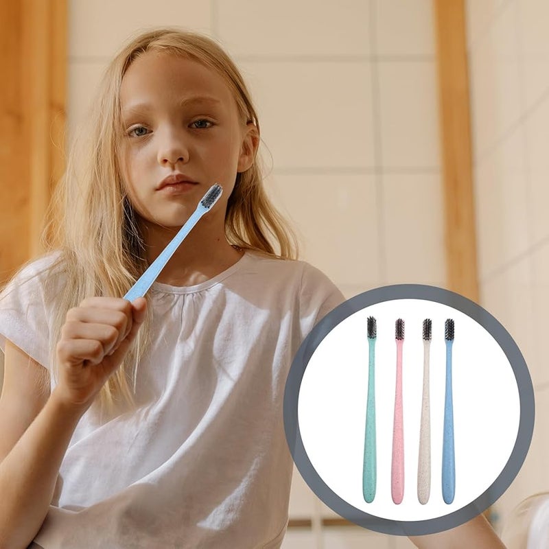 Valiclud 12 حزمة فرشاة أسنان قش القمح فحم شعيرات ناعمة للسفر والمنزل - Image 4