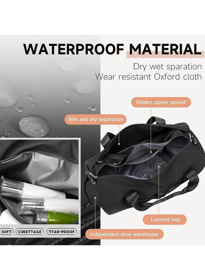AUTOYSUR Gym Bag for Women and Men, Waterproof Small Sports Duffel Bag with Wet Bag and Shoe Compartment, Travel Duffel Bag, Weekender Overnight Bag, Hospital Bag, Carry on Bag, Swimming Bag, Beach Bag (black) - Image 3