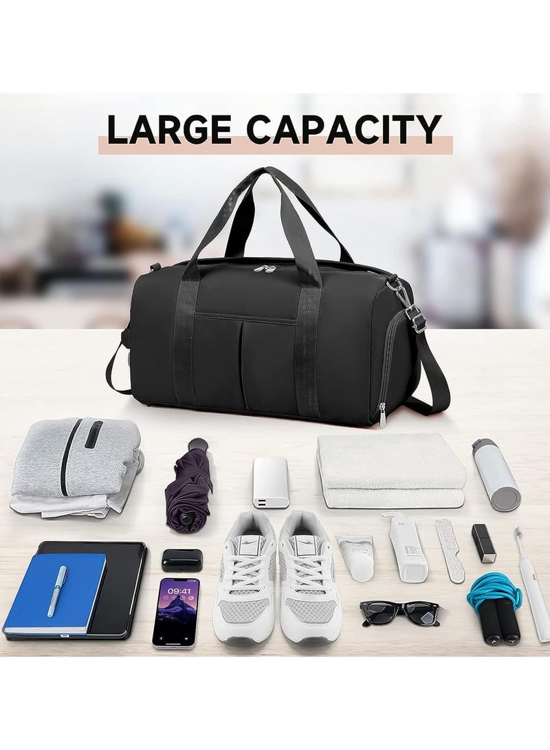 AUTOYSUR Gym Bag for Women and Men, Waterproof Small Sports Duffel Bag with Wet Bag and Shoe Compartment, Travel Duffel Bag, Weekender Overnight Bag, Hospital Bag, Carry on Bag, Swimming Bag, Beach Bag (black) - Image 2
