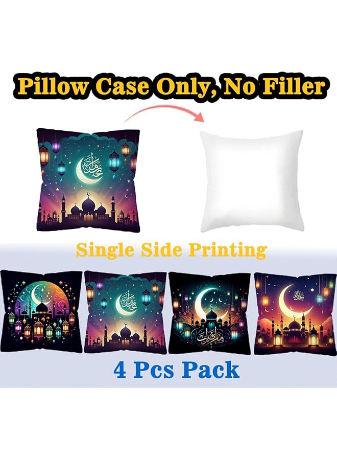 erorex Throw Pillow Covers 4 Pcs Ramadan Pillow Covers Eid Mubarak Cushion Covers Moon Light Star Pattern Throw Pillowcases 45X45 Cm Home Decor Decorations For Sofa Couch Bed Chair Style 6 - Image 2