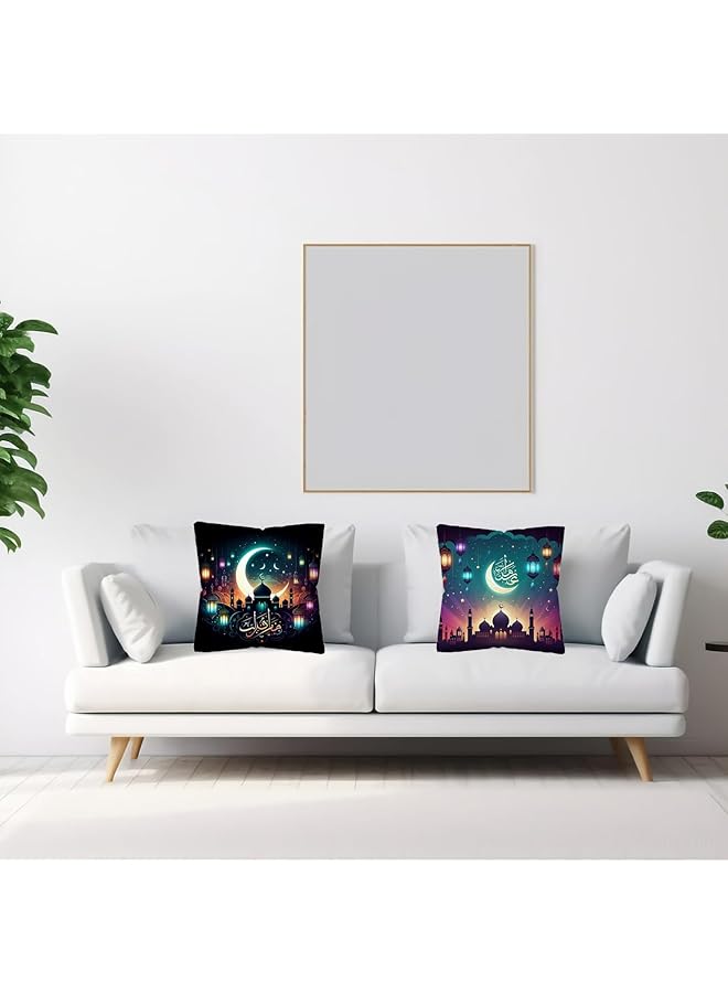 erorex Throw Pillow Covers 4 Pcs Ramadan Pillow Covers Eid Mubarak Cushion Covers Moon Light Star Pattern Throw Pillowcases 45X45 Cm Home Decor Decorations For Sofa Couch Bed Chair Style 6 - Image 5