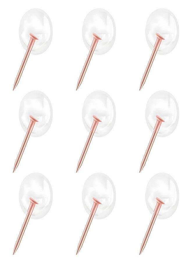 VAPKER Rose Gold Map Tacks 150Pcs Large Size Pins 0.37inch (9.5mm) Round Head Push Pins Golden Steel Point with Transparent Plastic Round Head Map Thumb Tacks for Pictures, Posters, Documents - Image 1