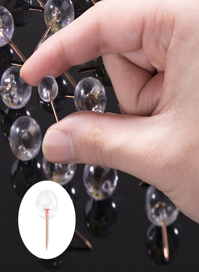 VAPKER Rose Gold Map Tacks 150Pcs Large Size Pins 0.37inch (9.5mm) Round Head Push Pins Golden Steel Point with Transparent Plastic Round Head Map Thumb Tacks for Pictures, Posters, Documents - Image 4