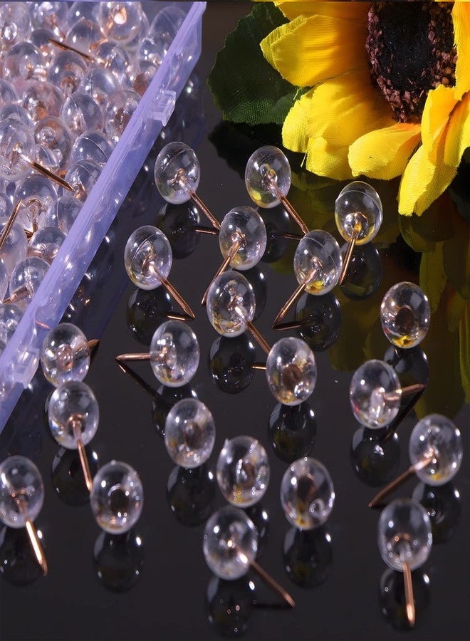 VAPKER Rose Gold Map Tacks 150Pcs Large Size Pins 0.37inch (9.5mm) Round Head Push Pins Golden Steel Point with Transparent Plastic Round Head Map Thumb Tacks for Pictures, Posters, Documents - Image 3