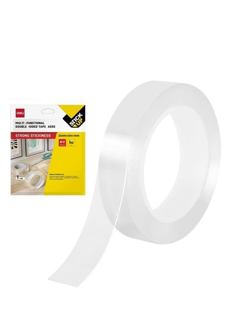 Deli 1-Piece Multi Functional Double Sided Nano Tape 1 Inch Width 5 Meter Length - Image 1