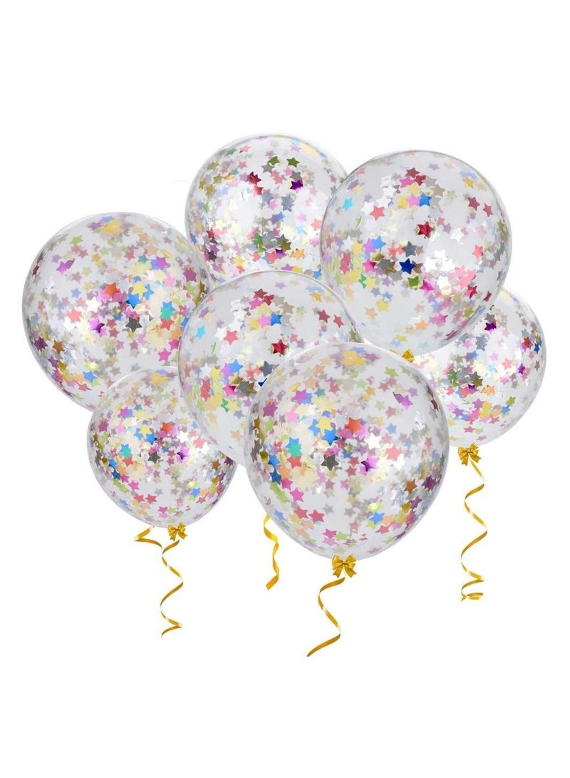 JOLLITY LLC Star Confetti Transparent Balloons Latex Balloons for Wedding Party Birthday Baby Shower Decorations 12 Inch 20 Pcs (Multicolor) - Image 1