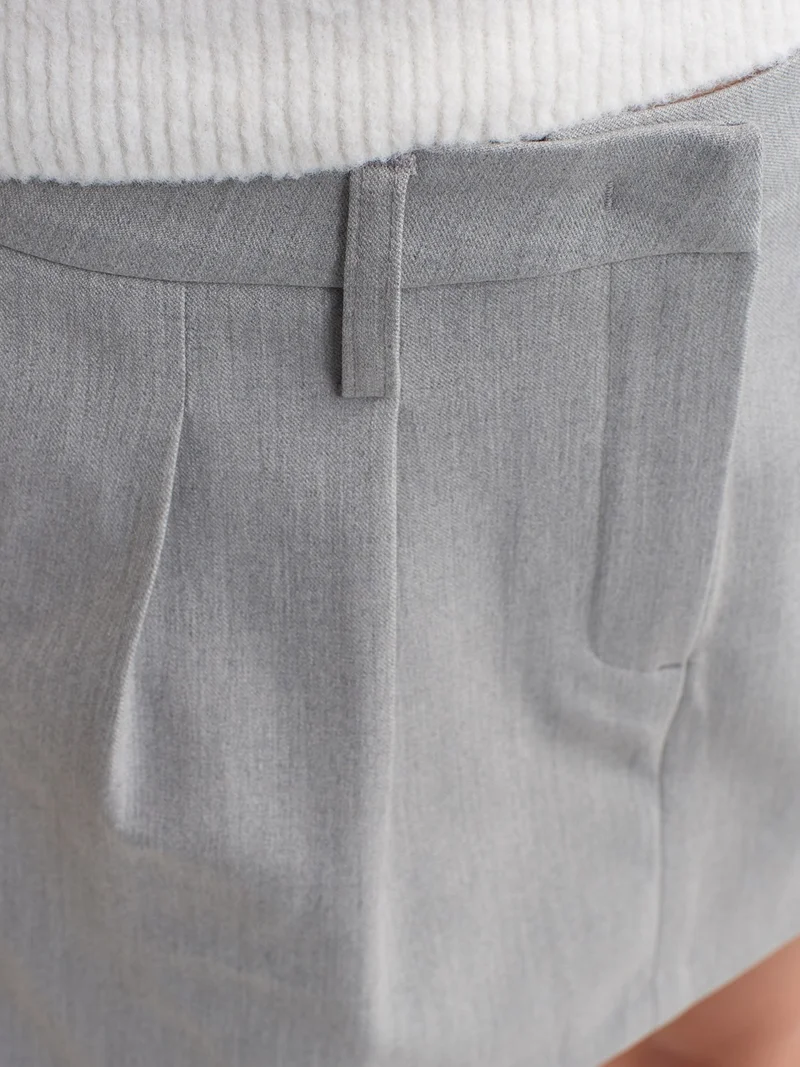 Dilvin 80809 Mini Skirt-Grey