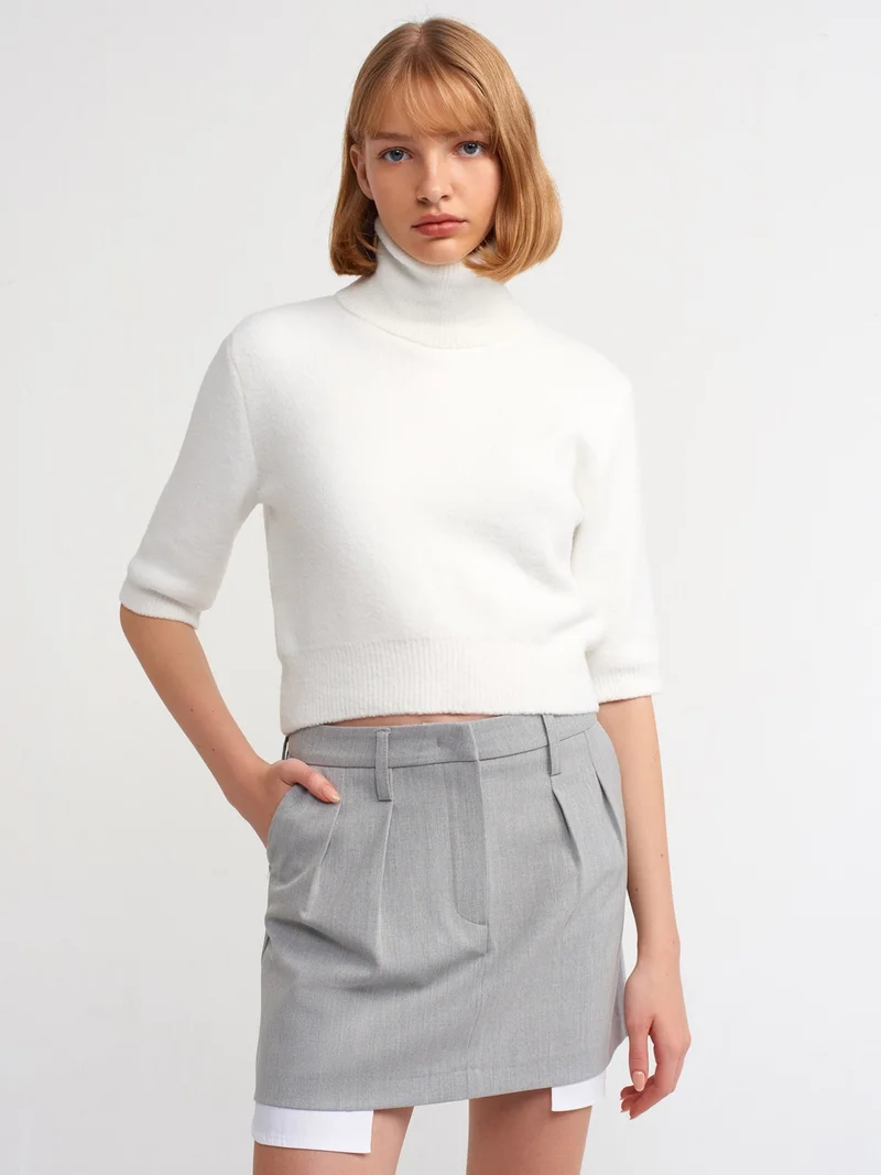 Dilvin 80809 Mini Skirt-Grey