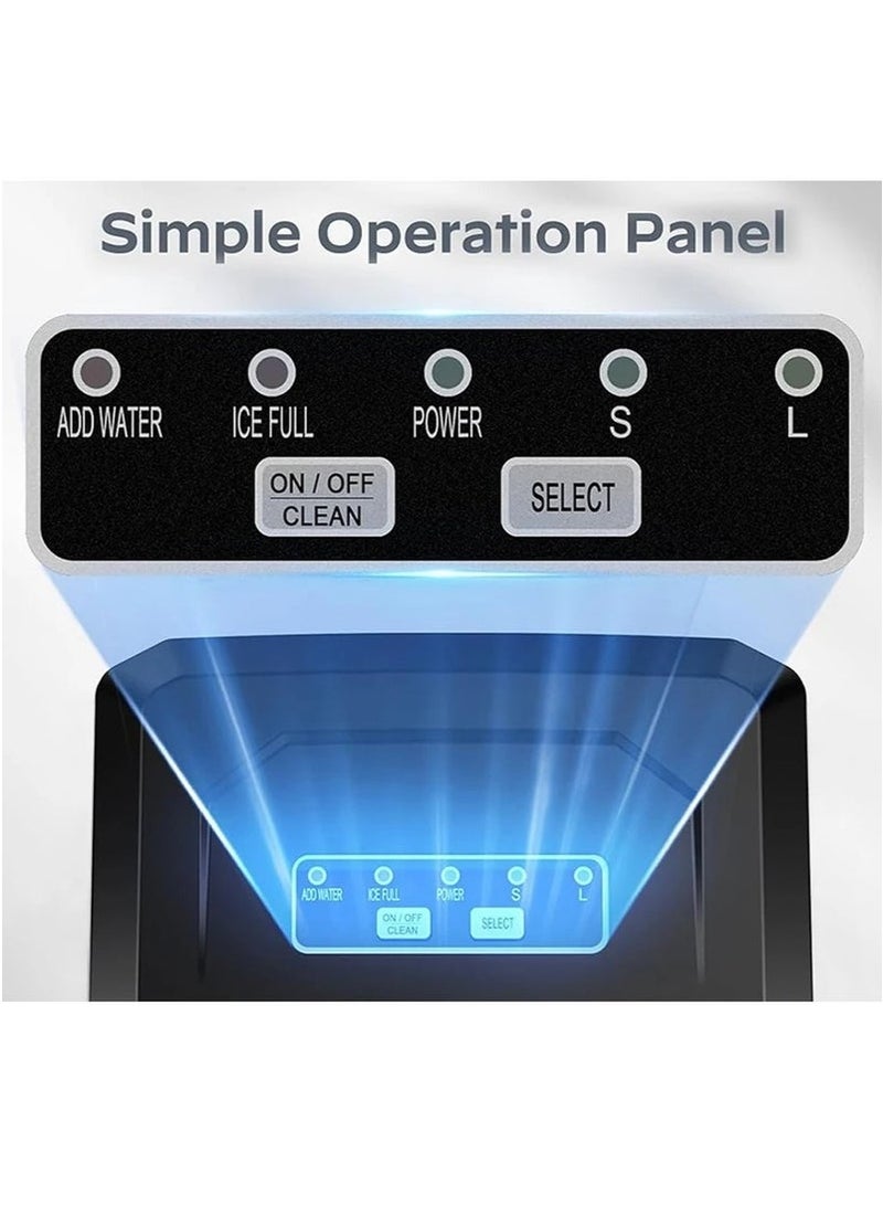 ميون صانعة ثلج على سطح الطاولة، صانعة ثلج ذاتية التنظيف مع مغرفة وسلة، 9 مكعبات في 6 دقائق، 15 كجم/24 ساعة، آلة ثلج صغيرة محمولة مع مغرفة وسلة للمطبخ المنزلي والمكتب والحفلات - Image 4