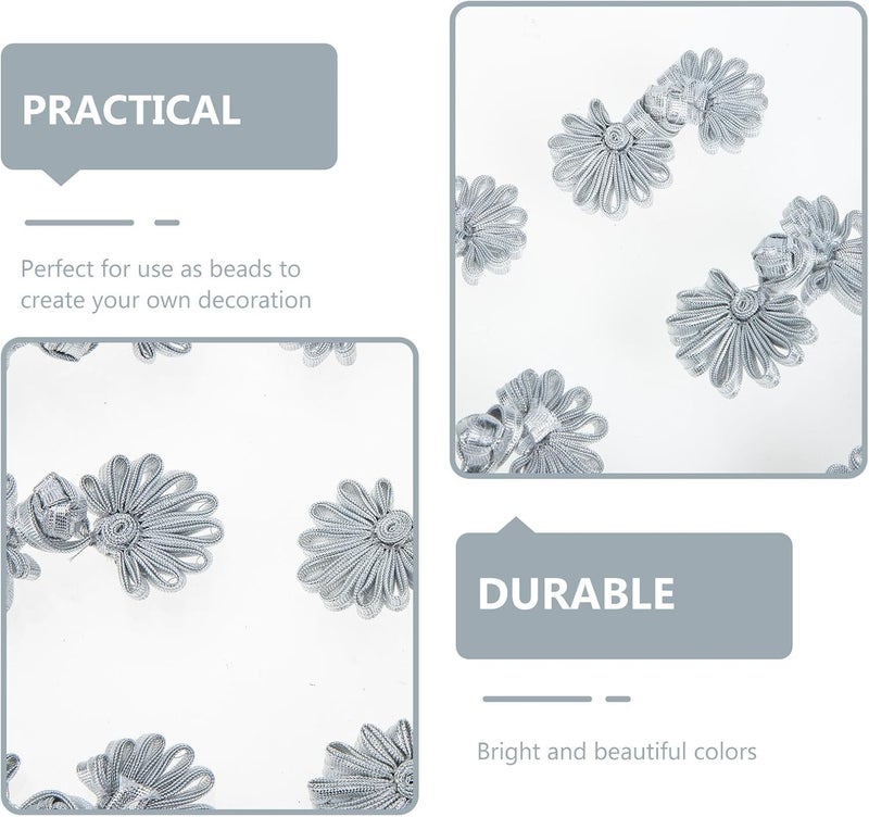 ORFOFE 12pcs Handcrafted Chinese Style Sewing Buttons for Cheongsam and Hanfu Clothing, Silver Fabric Decorative Buttons 7.5x3.5cm, Suitable for Traditional Costume Embellishment and DIY - Image 3