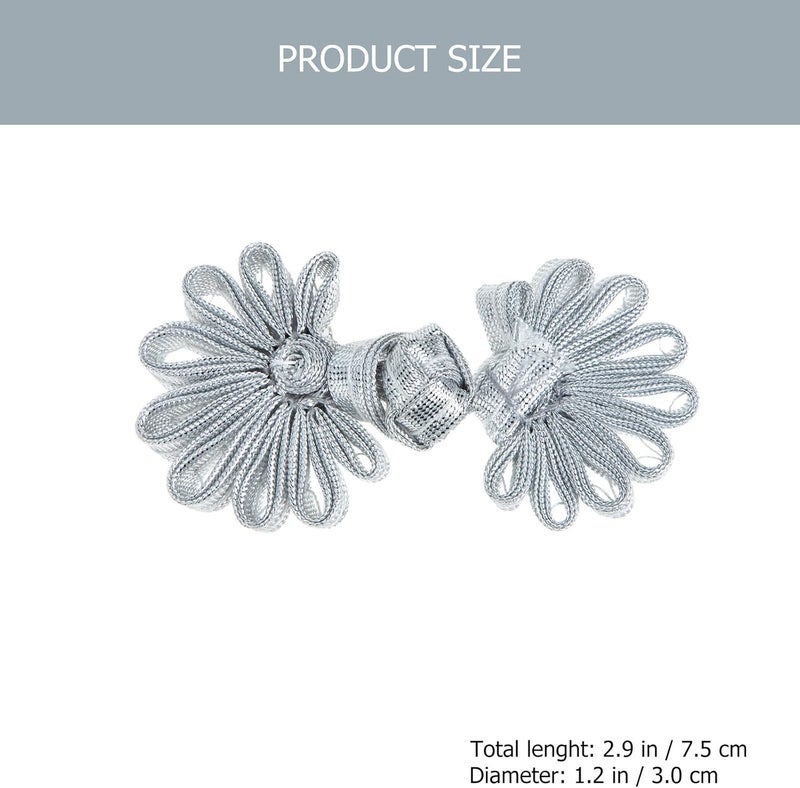 ORFOFE 12pcs Handcrafted Chinese Style Sewing Buttons for Cheongsam and Hanfu Clothing, Silver Fabric Decorative Buttons 7.5x3.5cm, Suitable for Traditional Costume Embellishment and DIY - Image 2
