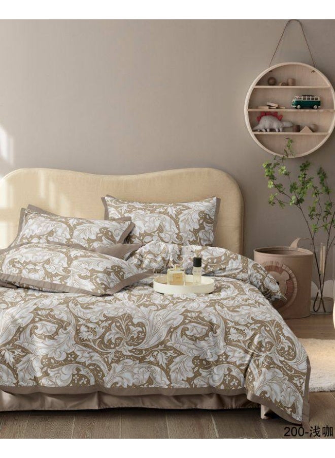 طقم سرير ملكي فاخر (6 قطع) – غطاء لحاف ناعم وقابل للتنفس 220x240 سم من القطن