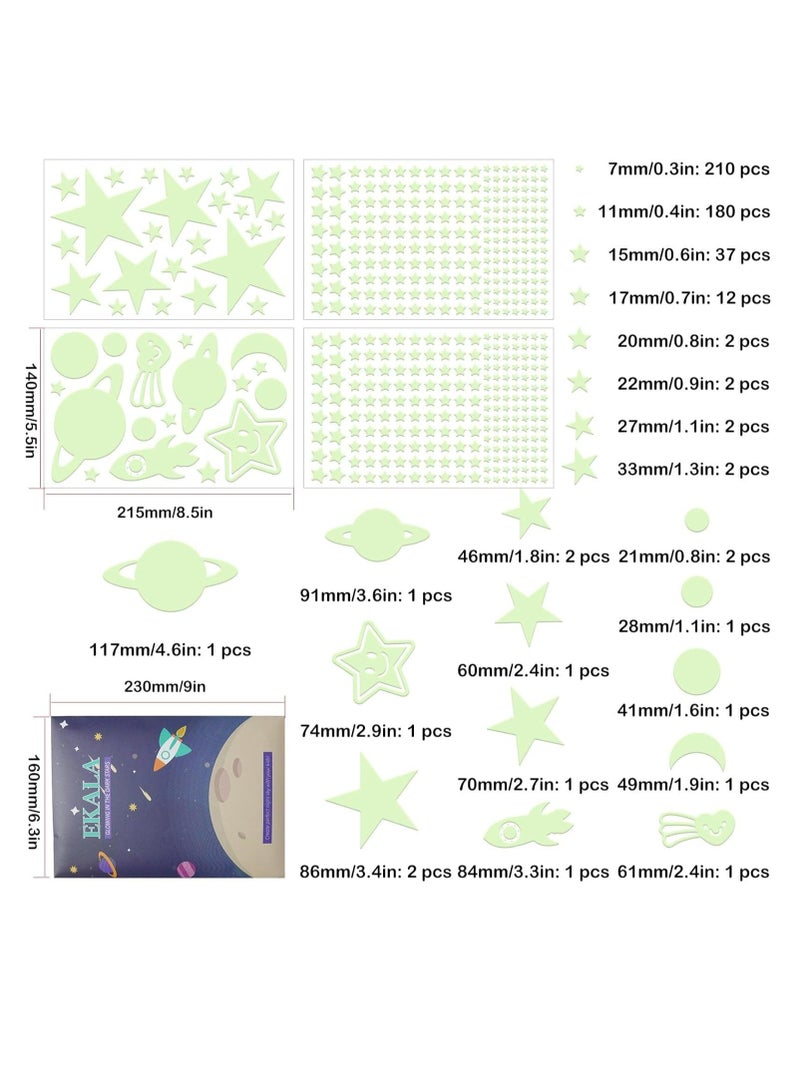 Glow in The Dark Stars Wall Stickers for Ceiling, 462 Pcs 3D Glowing Removable Self-Adhesive Wall Decals with Moon, Rocket and Planets for Girls Boys Kids DIY Bedding Room Bedroom Décor - Image 3