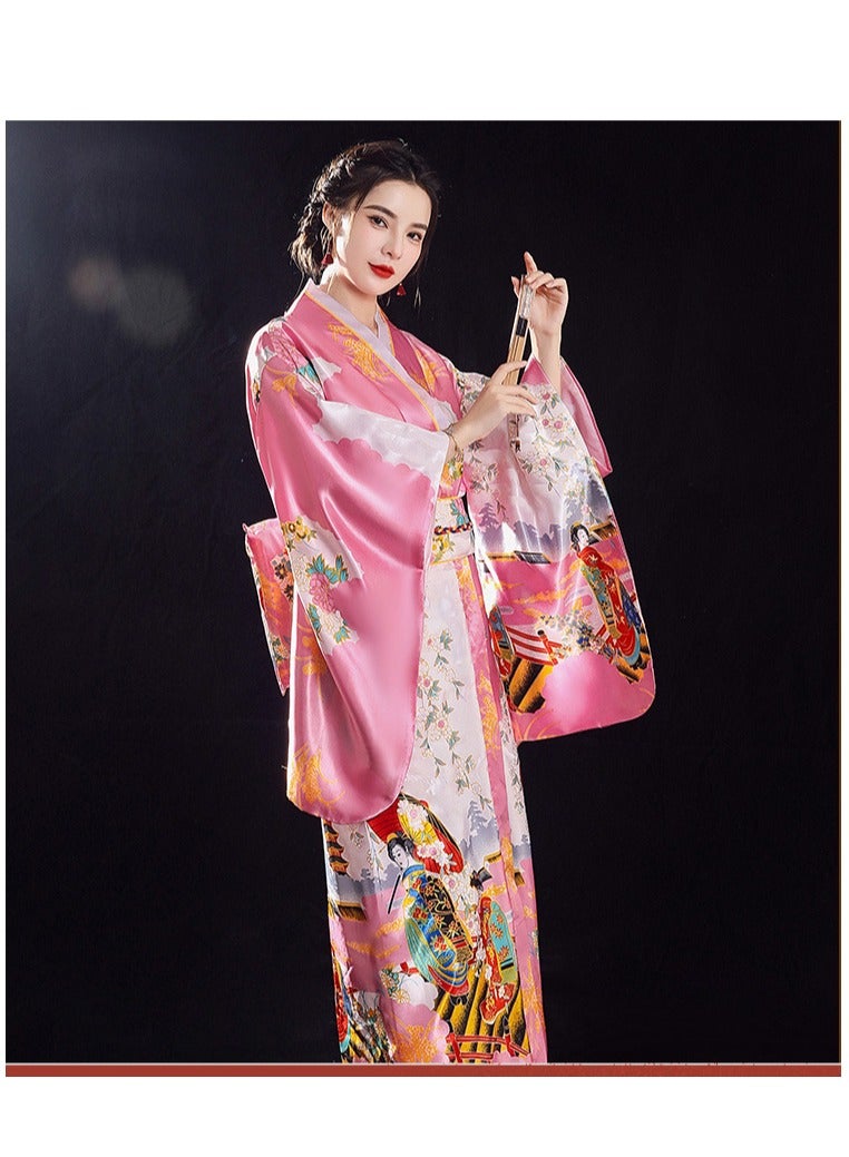 New Japanese Kimono, Japanese Traditional Clothing for Nightgown, Bathrobe, Home Clothes, Ethnic Style Stage Performance Clothes(Does not include fan) - Image 2