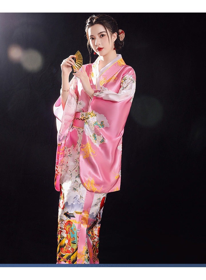 New Japanese Kimono, Japanese Traditional Clothing for Nightgown, Bathrobe, Home Clothes, Ethnic Style Stage Performance Clothes(Does not include fan) - Image 3