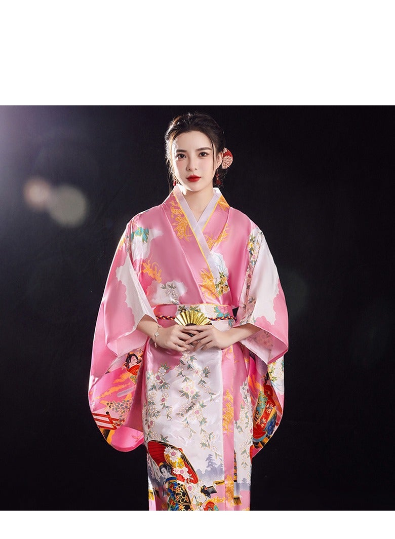 New Japanese Kimono, Japanese Traditional Clothing for Nightgown, Bathrobe, Home Clothes, Ethnic Style Stage Performance Clothes(Does not include fan) - Image 1