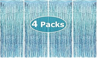 allgala allgala Allgala 4PK 3.3 x 8.2 FT (1x2.5M) Metalic Tinsel Party Photo Backdrop Curtains Door Fringe DÃƒÂ©cor-Light  - Image 1
