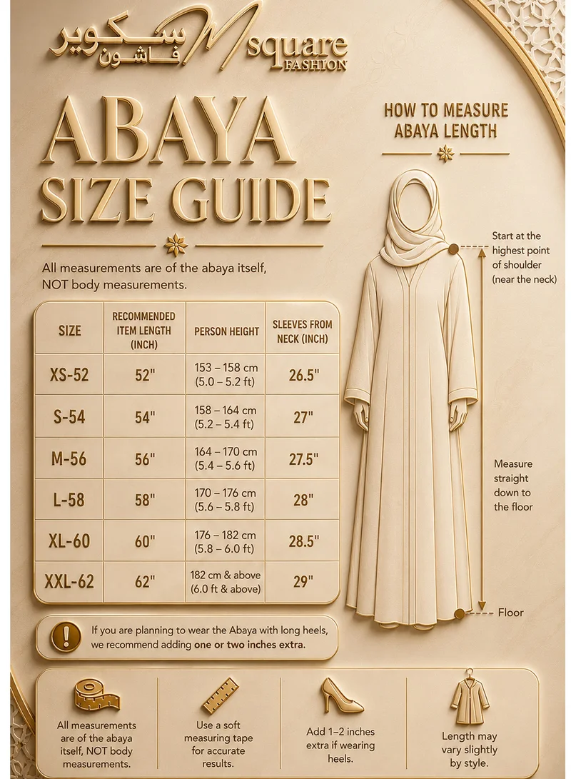 MSquare Fashion  MSquare Fashion Peach Organza Abaya Set Comes With Under Dress And Sheila for Women | Best Price UAE