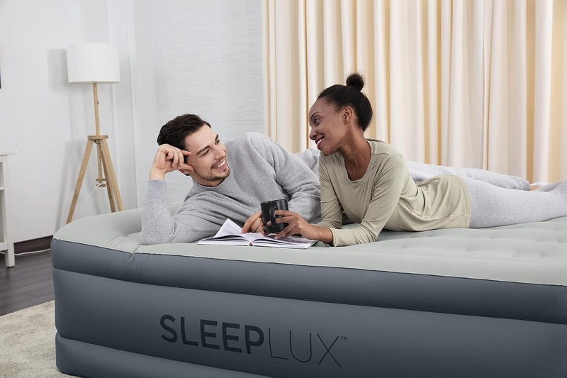 SLEEPLUX King Air Mattress Extra Durable Non-Leak Tough Guard Material 22" Raised Airbed with Built in Pump + USB Charger (80" 72"x22") Grey - Image 5