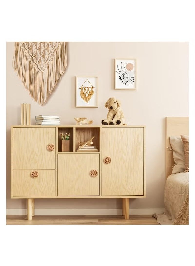 أخبار 6 حزمة بوهو راتان مقابض مقابض الخشب مستديرة خزائن يسحب مقابض درج منسوج مصنوعة يدويًا لأثاث الخزانات - Image 5