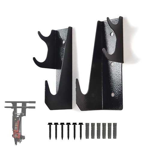 JLDGMXCDZ Heavy-Duty Steel Floor Jack Holder & Jack Stand Wall Mount Hook Rack,Black Electro-Plated, Two-piece Handle Storage - Image 1
