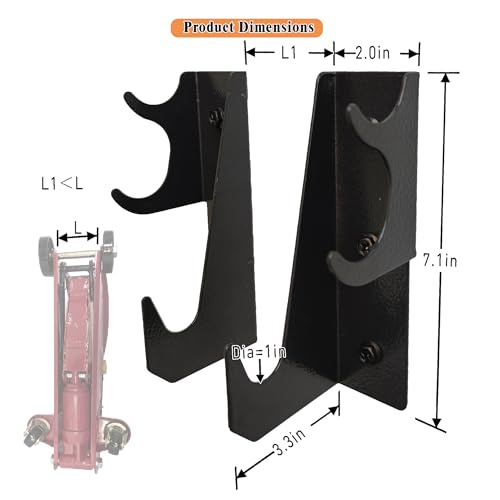 JLDGMXCDZ Heavy-Duty Steel Floor Jack Holder & Jack Stand Wall Mount Hook Rack,Black Electro-Plated, Two-piece Handle Storage - Image 5