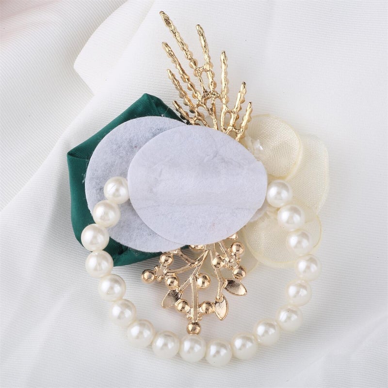 Spot Supply Milk Color Wedding Groom Corsage Bride Wrist Flower Dark Green Milk Hand Flower Wedding Flower 311D - Image 5
