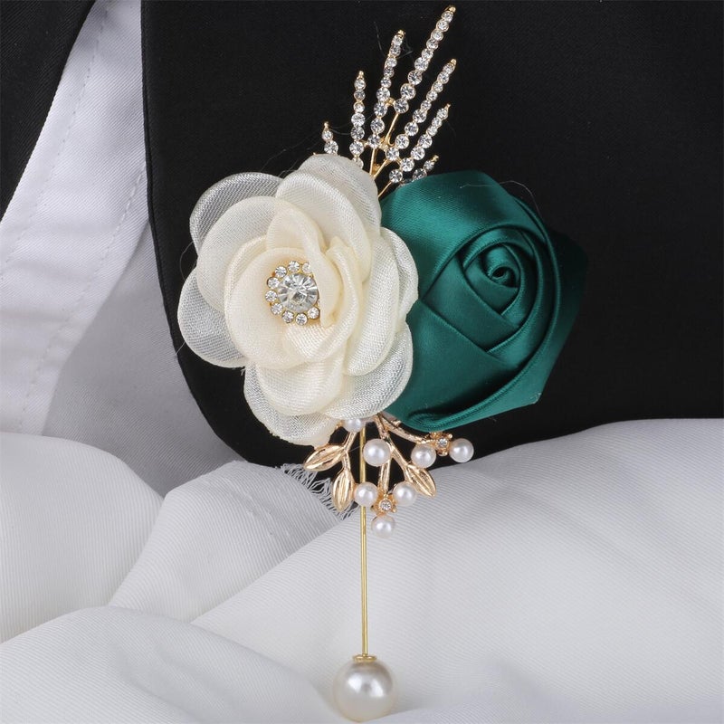 Spot Supply Milk Color Wedding Groom Corsage Bride Wrist Flower Dark Green Milk Hand Flower Wedding Flower 311D - Image 4