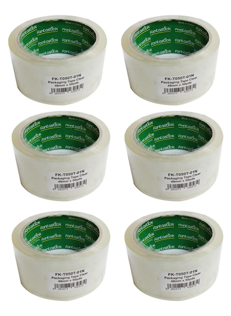 Fantastick 6-Piece Clear Two Inch Wide Packaging Tape 50 Yards Length  - Image 1