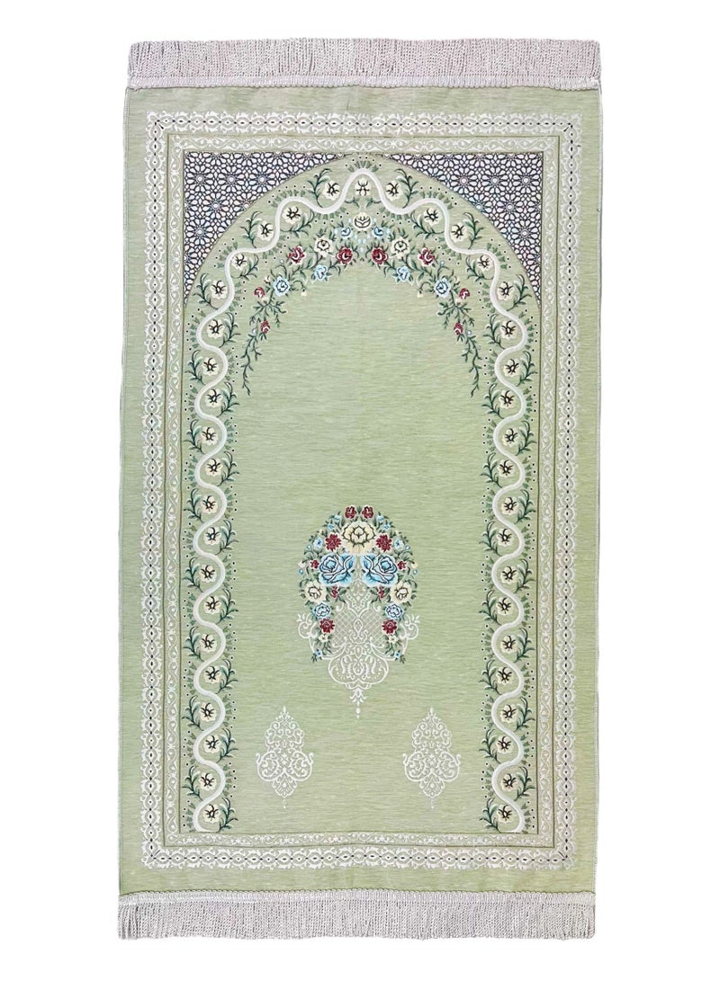 AL-HRAER Luxurious Long-lasting High-Quality Chenille Prayer Mat With Floral Islamic Designs And Decorations And Multiple Colors To Suit All Tastes 120X70 Cm - Image 1