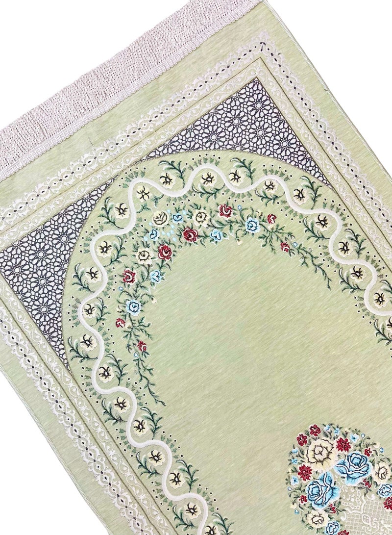 AL-HRAER Luxurious Long-lasting High-Quality Chenille Prayer Mat With Floral Islamic Designs And Decorations And Multiple Colors To Suit All Tastes 120X70 Cm - Image 2