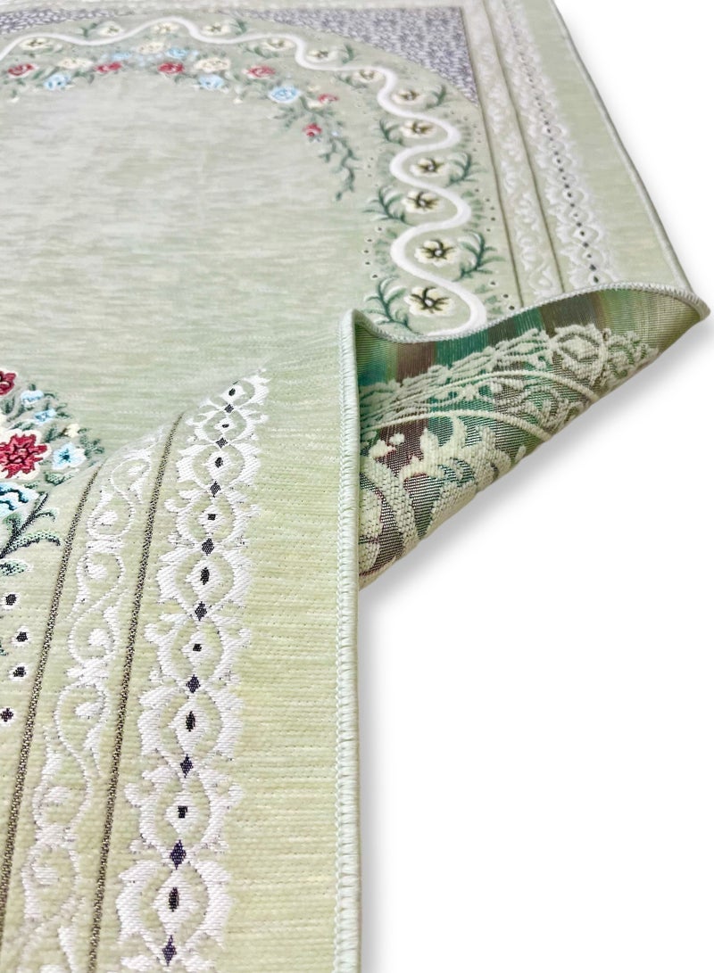 AL-HRAER Luxurious Long-lasting High-Quality Chenille Prayer Mat With Floral Islamic Designs And Decorations And Multiple Colors To Suit All Tastes 120X70 Cm - Image 3