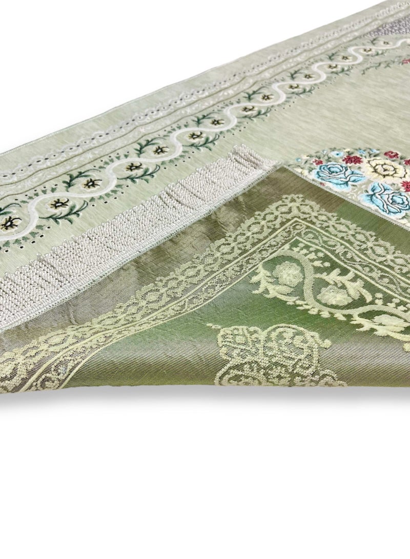 AL-HRAER Luxurious Long-lasting High-Quality Chenille Prayer Mat With Floral Islamic Designs And Decorations And Multiple Colors To Suit All Tastes 120X70 Cm - Image 4