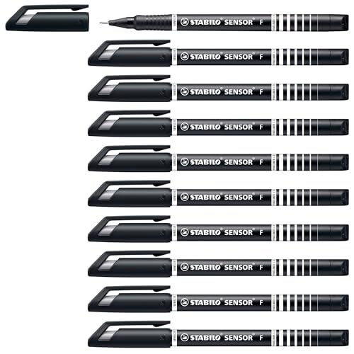 Stabilo 18946 Sensor Pen Fineliner 03mm Black 18946 PK10 - Image 1