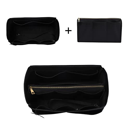 ZTUJO Purse Organizer Insert, Felt Bag Organizer with Metal Zipper, Handbag & Tote Shaper, For Speedy Neverfull Tote, 7 Sizes(Slender Large,Ebony) - Image 5