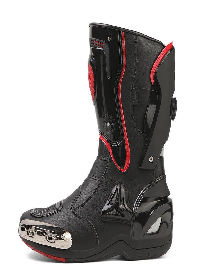 Zeozoom Motorcycle Riding Boots Motorcycle Leather Boots for Women and Men Protection Anti Slip Racing Sports (Black, Adult, Men, 10, Numeric, US Footwear Size System, Medium) - Image 1