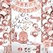 UJoyant 236 Pcs Birthday Decorations For Women Rose Gold Party Decorations Kit For Girls Or Women Butterfly Hanging Swirl Balloon Stand Sash Tiara Banner Balloon Tableware For 25 Guest - Image 3