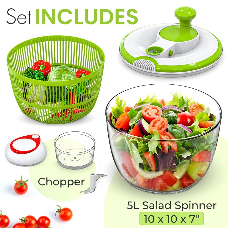 RTMAXCO Salad Spinner, 5L Fruits Vegetable Washer Dryer, Fruits and Vegetables Dryer, Lettuce Spinner & Fruit Veggie Wash. - Image 3
