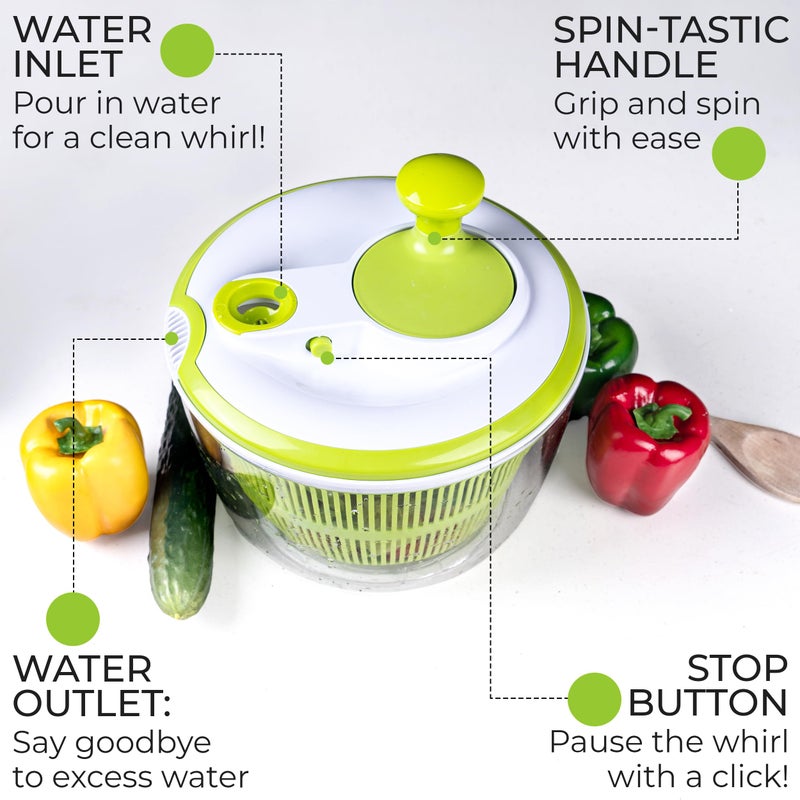 RTMAXCO Salad Spinner, 5L Fruits Vegetable Washer Dryer, Fruits and Vegetables Dryer, Lettuce Spinner & Fruit Veggie Wash. - Image 4