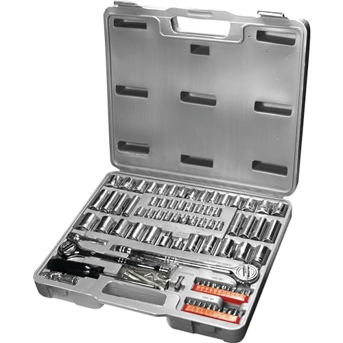 Performance Tool W1198 SAE/Metric 100-Piece Socket (1/4-Inch, 3/8-Inch & 1/2-Inch Drive) and Bit Set - Image 1