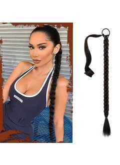 SOFEIYAN SOFEIYAN Long Braid Ponytail Extension with Hair Tie Straight Sleek Braid Pony Tail Fluffy Natural Soft Synthetic Hairpieces 