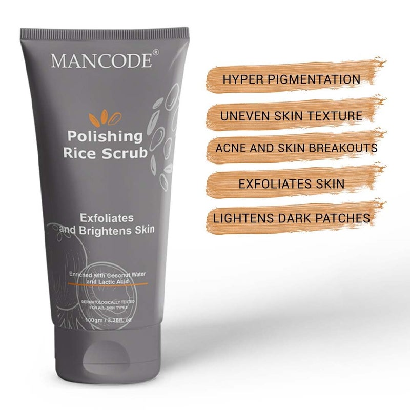 MAN CODE Mancode Polishing Rice Scrub for Oil Control unclogs your pores help to Brighten Skin Face scrub 100gm  - Image 4