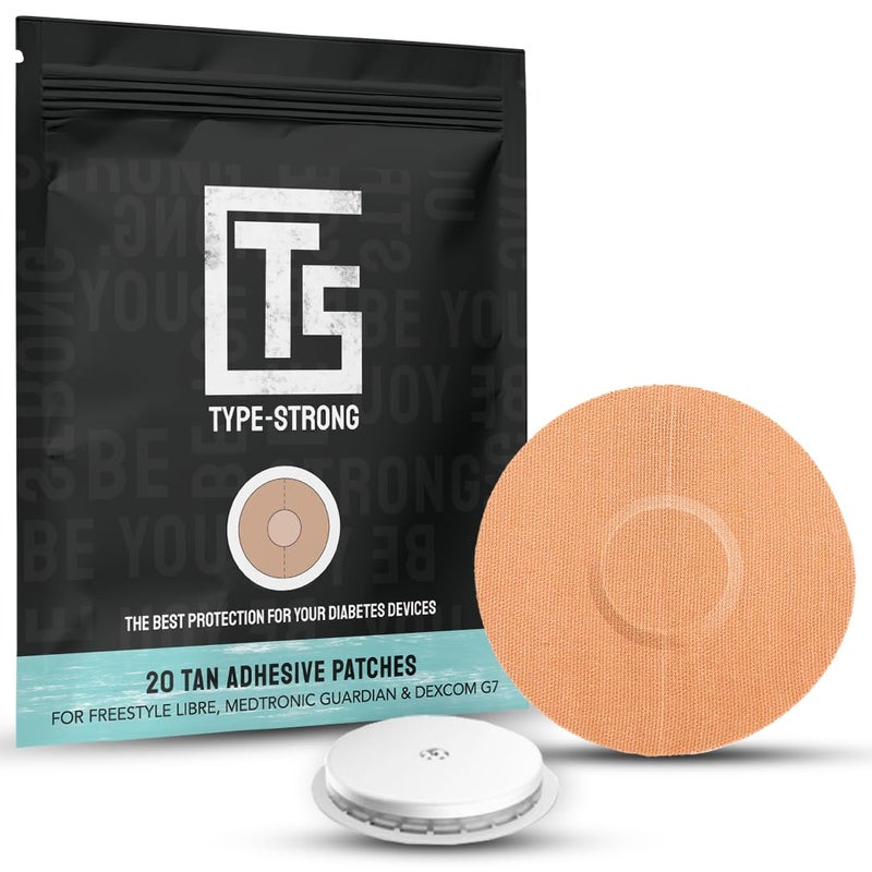 Type Strong Freestyle Libre 3 Sensor Covers Waterproof for Sensitive Skin CGM Adhesive Patches PreCut for Freestyle Libre Medtronic Guardian Dexcom G7 SweatResistant 1014 Days 20 Pack Tan